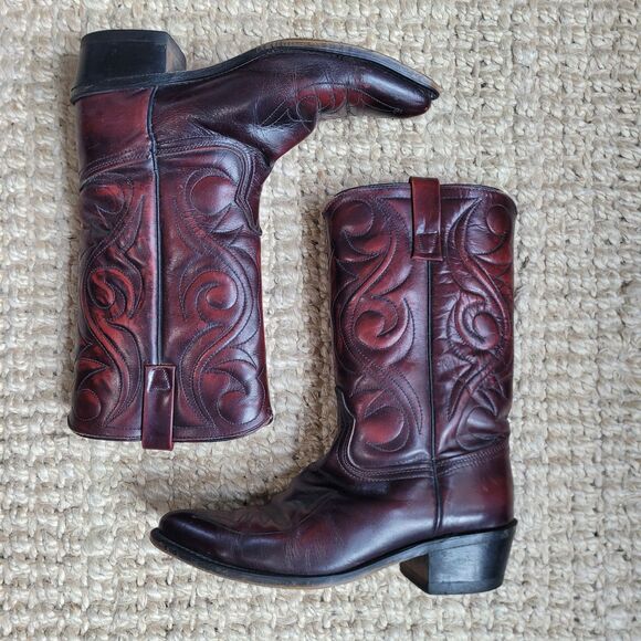 Acme Other - Acme Boots  4939 USA Burgundy Leather VTG Pull On Western Cowboy Men's U.S. 8.5D